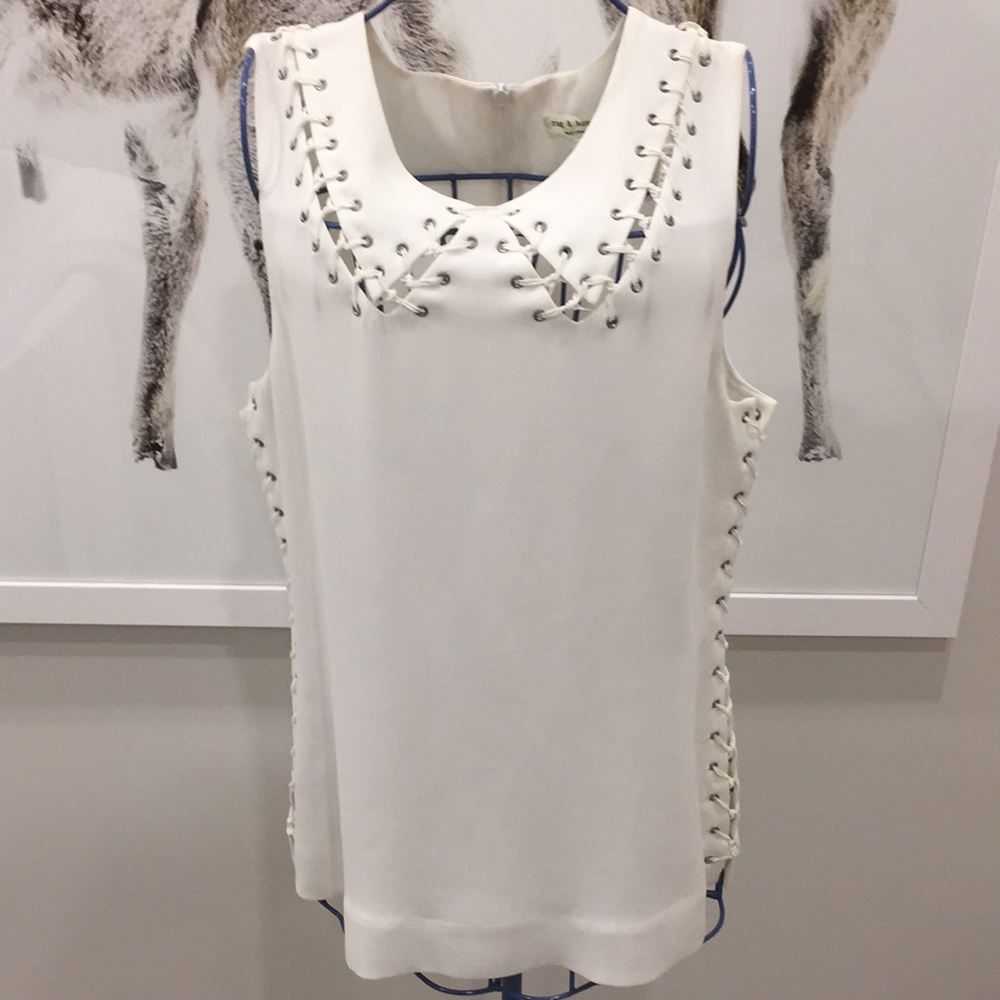 Rag & Bone Grommet Stitch Lace-Up sleeveless top